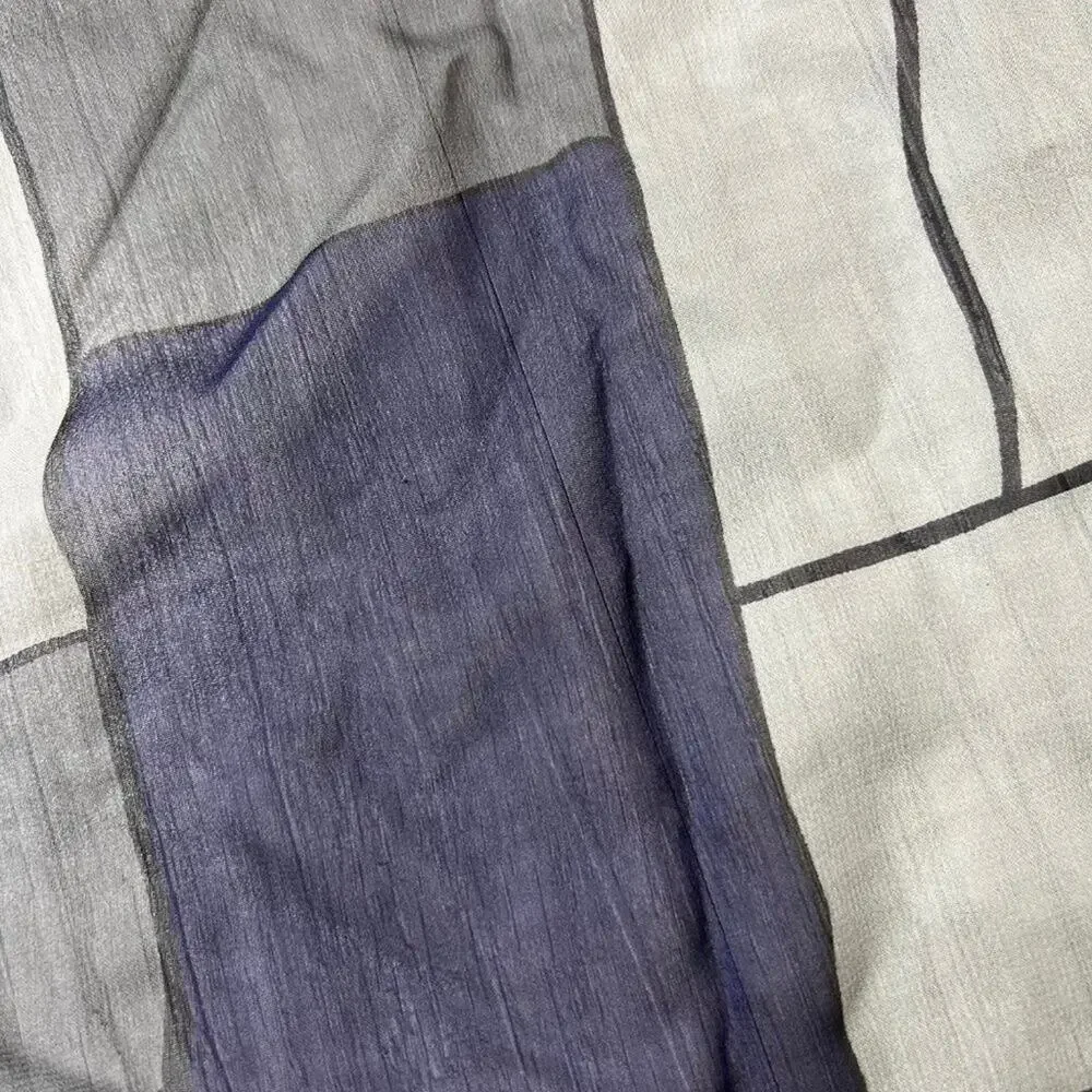 Vintage Silk Square Scuff Color Block Purple Gray Petite Sophisticate 20